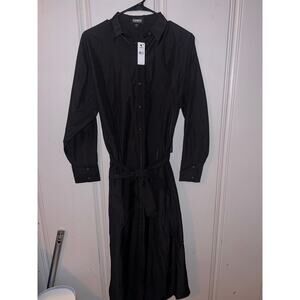 Express Women's Black Midi Shirt Dress w/ Belt Size S Workwear